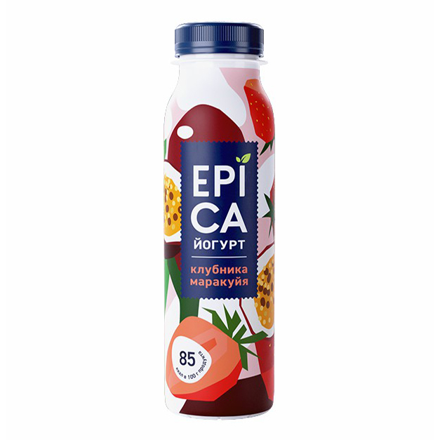Питьевой йогурт Epica клубника-маракуйя 2,5% БЗМЖ 260 г