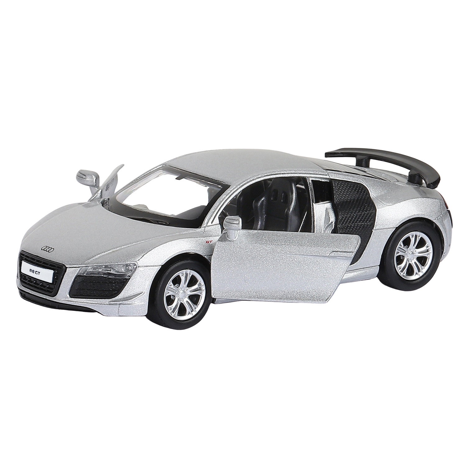 

Автопанорама 1:43, Audi R8 GT, серебро, инерция, открываются двери, в коробке JB1200138, Серебристый