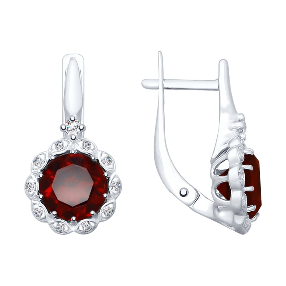 

Серьги из серебра SOKOLOV 92021712, гранат/фианит, 92021712