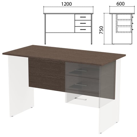 

Столешница, царга стола письменного с тумбой Канц 1200х600х750 мм, цвет венге, СК50.16.1, Коричневый