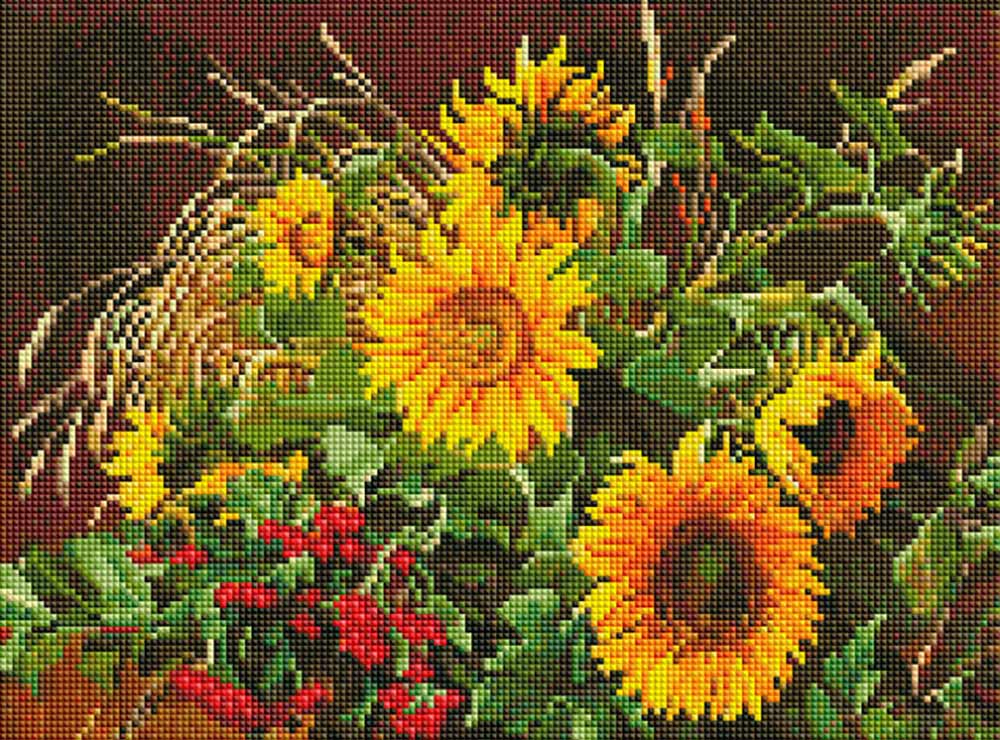 

Алмазная вышивка Белоснежка Букет с подсолнухами и калиной