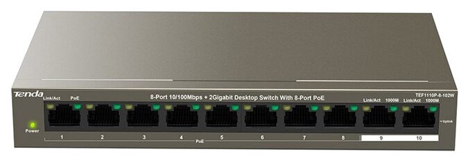 фото Коммутатор tenda tef1110p-8-102w 8port 100m 8poe