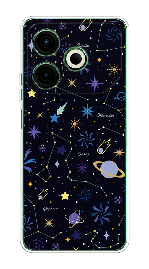 

Чехол на Tecno Pova 6 Neo "Цветной космос", Желтый, 309050-1