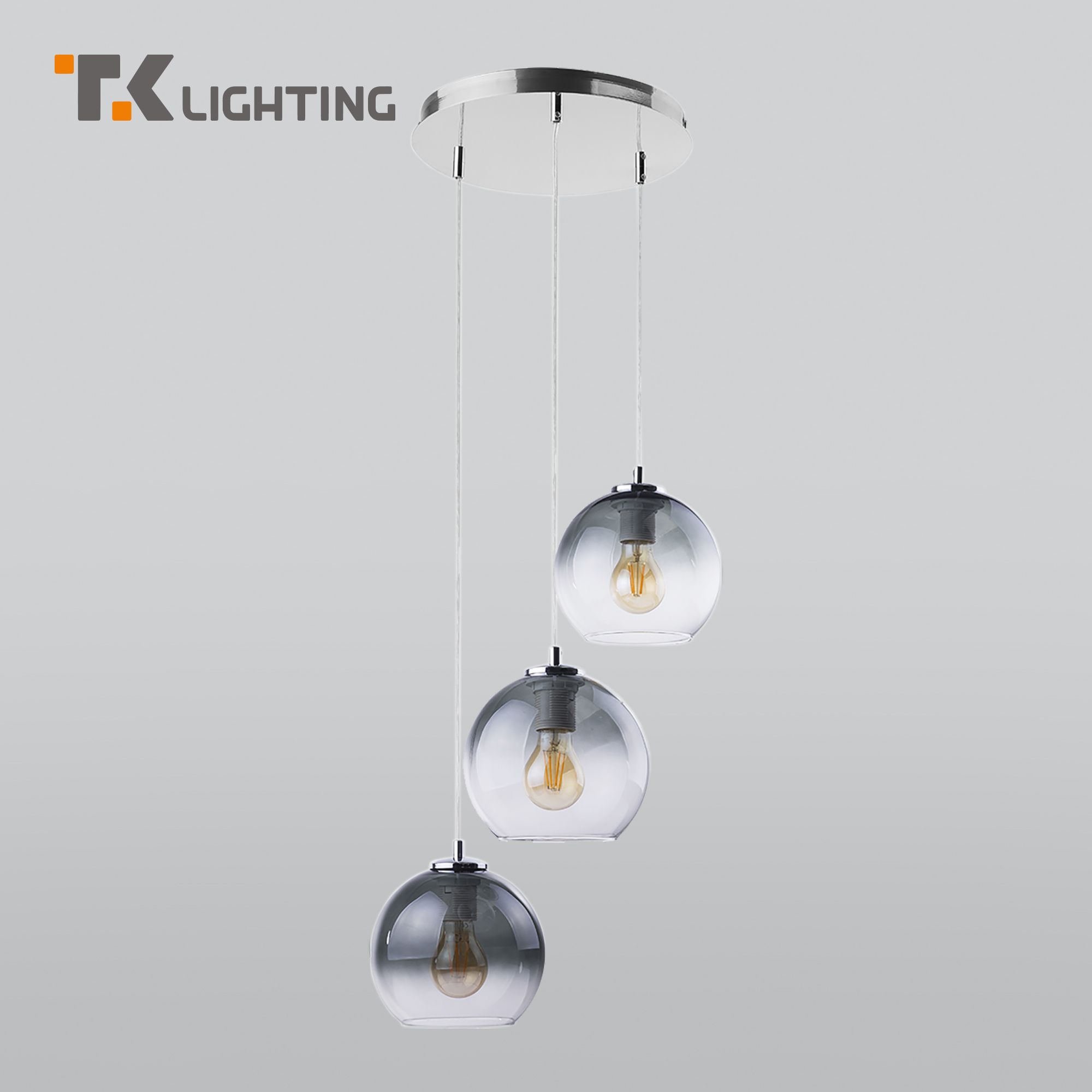 Подвесной светильник с 3 стеклянными графитовыми плафонами TK Lighting 2795 Santino E27