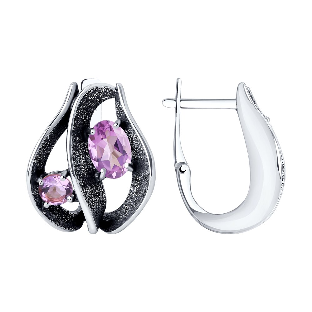 

Серьги женские из серебра SOKOLOV 92022367, аметист, 92022367