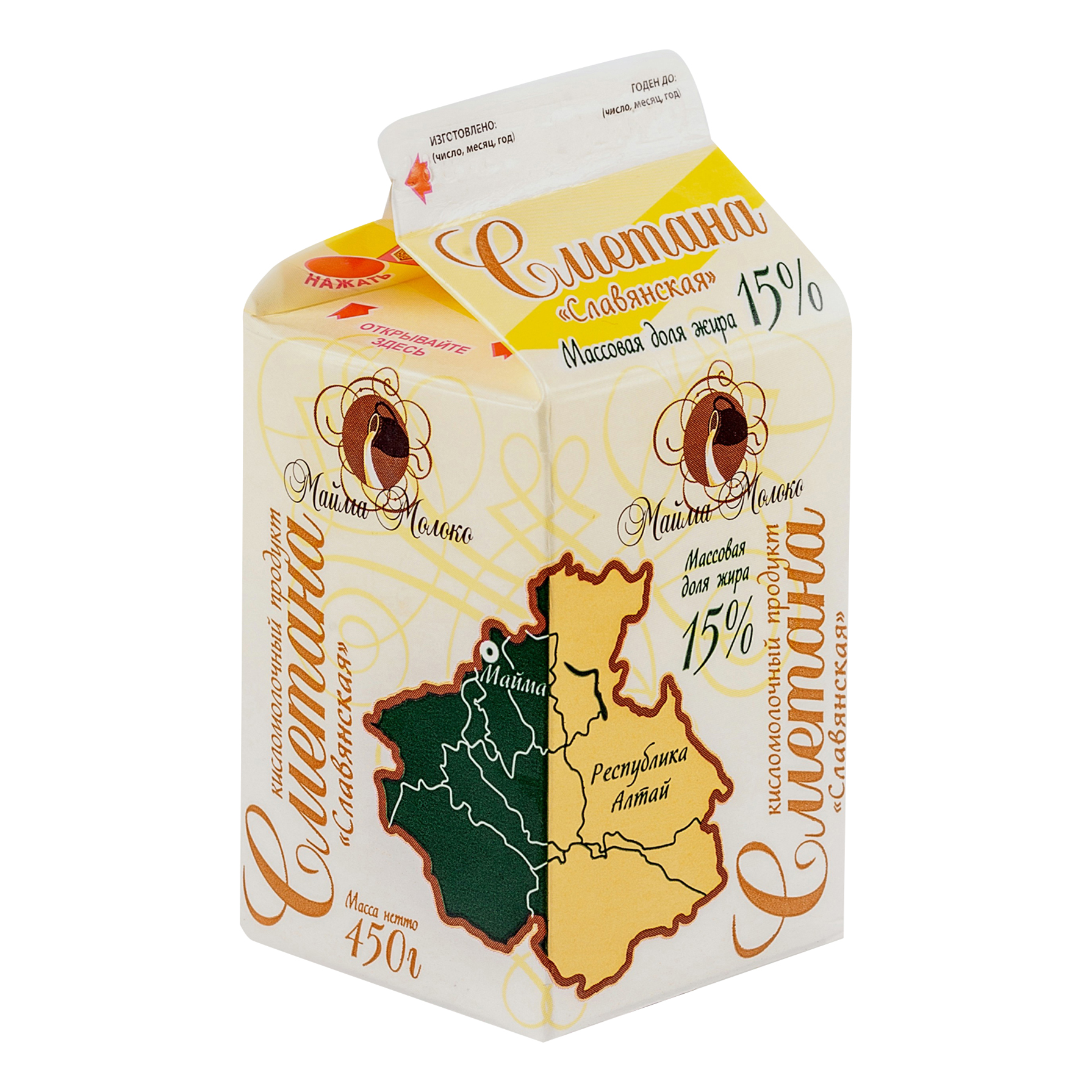 

Сметана Майма Молоко 15% БЗМЖ 450 г