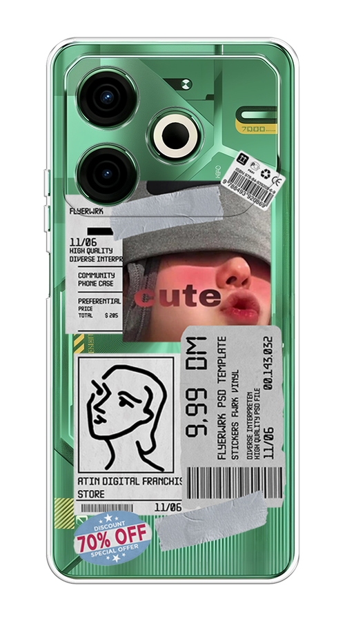 

Чехол на Tecno Pova 6 Neo "Cute girl collage", Розовый;серый;голубой, 309050-1