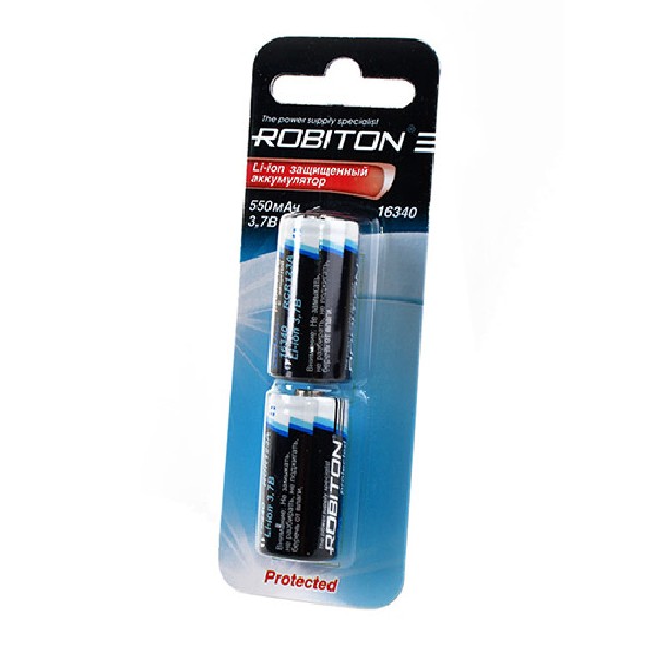 Защищенный аккумулятор Li-Ion Robiton 16340 550mAh BL2