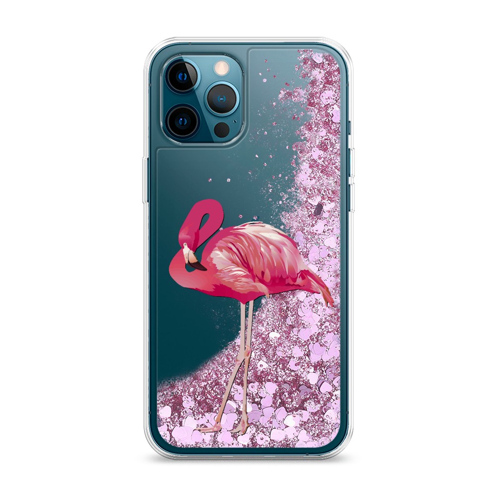 

Жидкий чехол с блестками "Застенчивый фламинго" на Apple iPhone 12 Pro Max, 12794-1