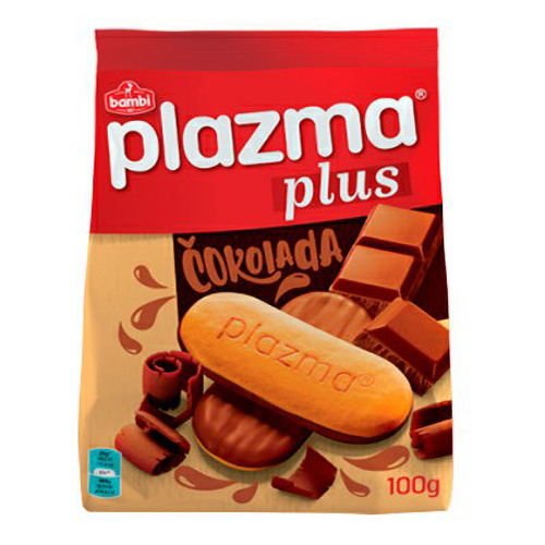 Печенье Bambi Plazma обогащенное витаминами в молочном шоколаде 100 г