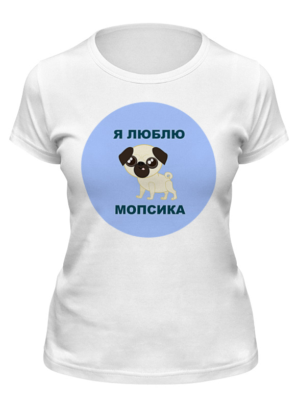

Футболка женская Printio Мопсик белая L, Белый, Мопсик