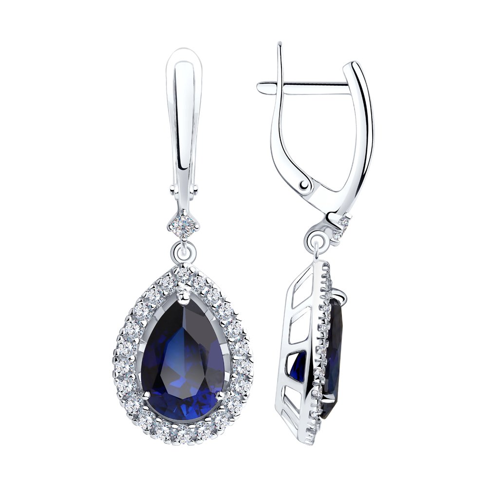 

Серьги подвески из серебра SOKOLOV 88020067, корунд искусственный/фианит, 88020067