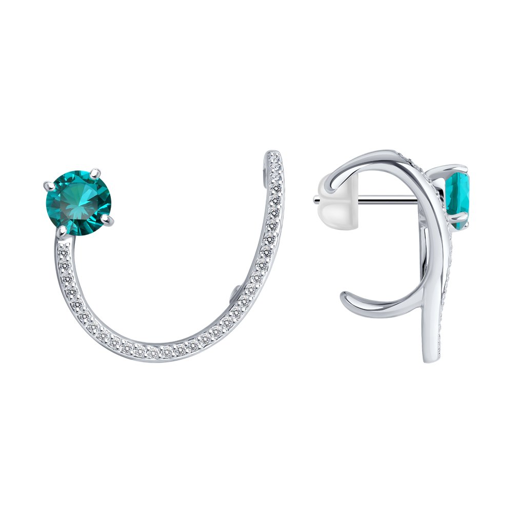 

Серьги-пусеты из серебра с турмалином и фианитами SOKOLOV 92022463, 92022463