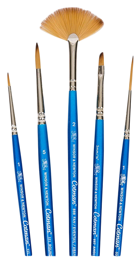 

Набор кистей Winsor & Newton Cotman синтетика, 5 шт, Голубой