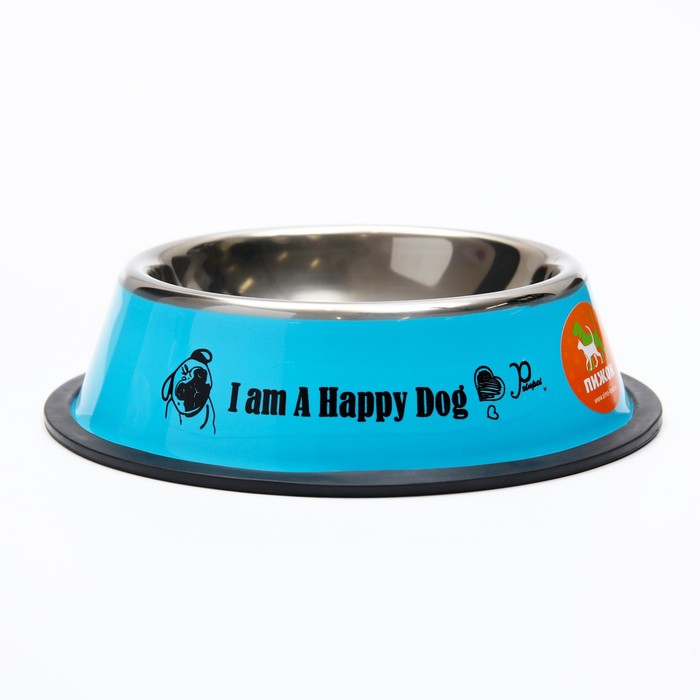 

Пижон "I am happy dog", железная с нескользящим основанием, 15х3,5 см, 470 мл