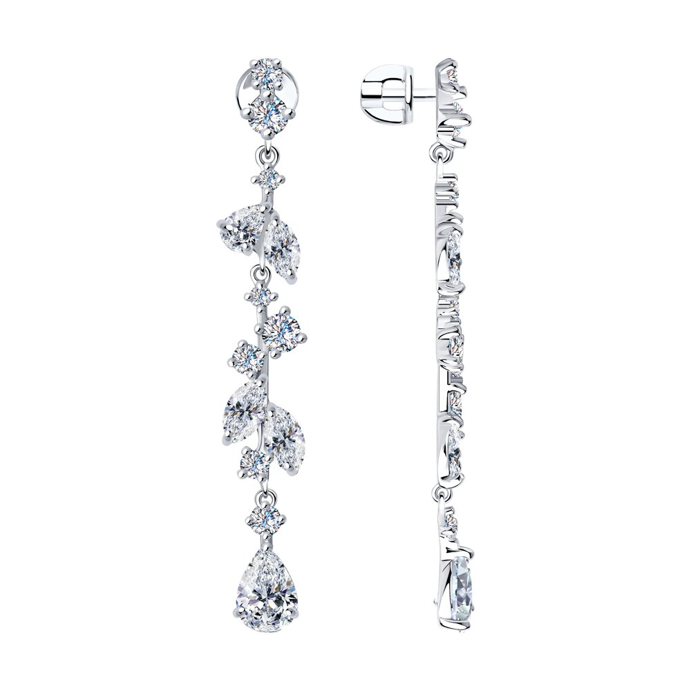 

Серьги подвески из серебра SOKOLOV 94023592, фианит, 94023592