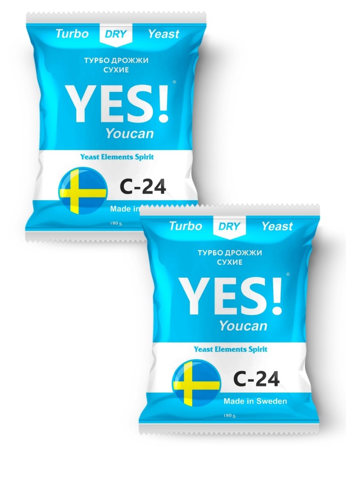 

Спиртовые турбо дрожжи YES! C24, 2х180гр (2 штуки в комплекте)