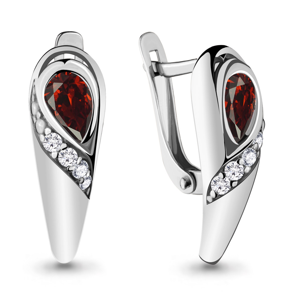 

Серьги из серебра с гранатом Aquamarine 4713303А_925_р, 4713303А_925_р