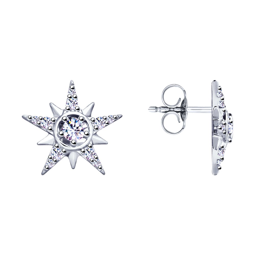 

Серьги пусеты из серебра SOKOLOV 94022858, фианит, 94022858