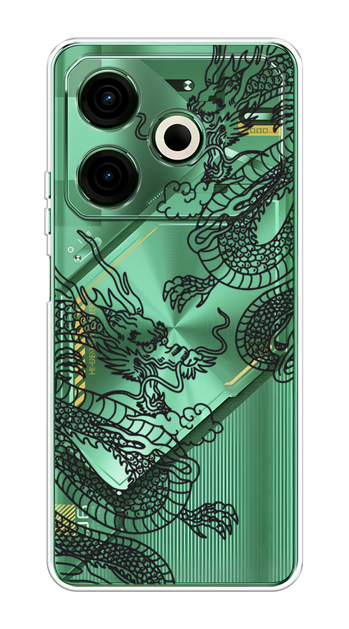

Чехол на Tecno Pova 6 Neo "Два китайских дракона", Серый;черный, 309050-1