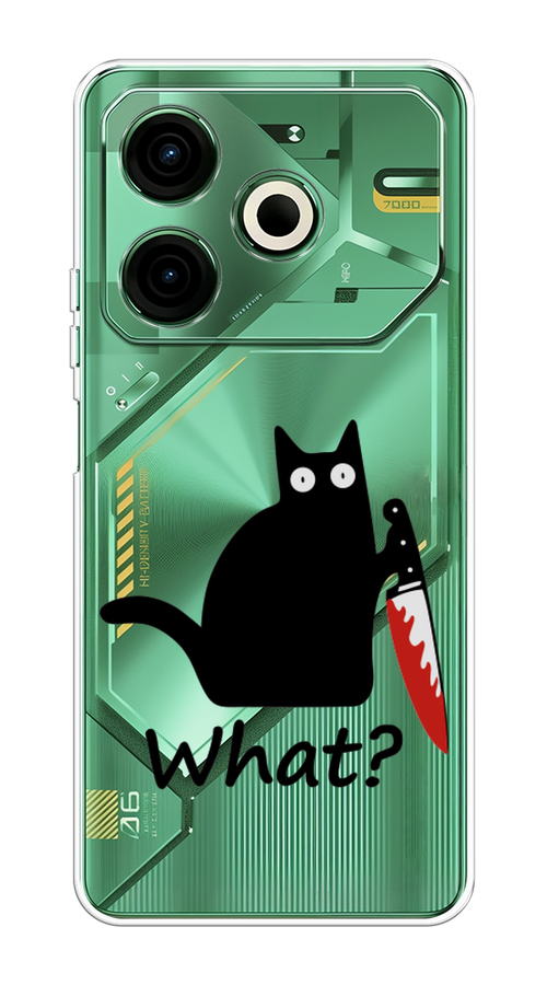 

Чехол на Tecno Pova 6 Neo "Котик с ножом", Черный;красный, 309050-1