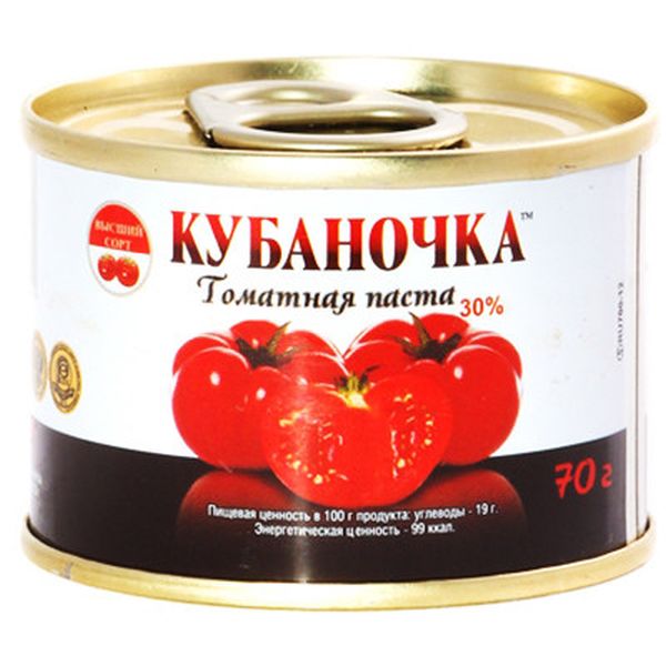 Томатная паста Кубаночка 25% 70 г