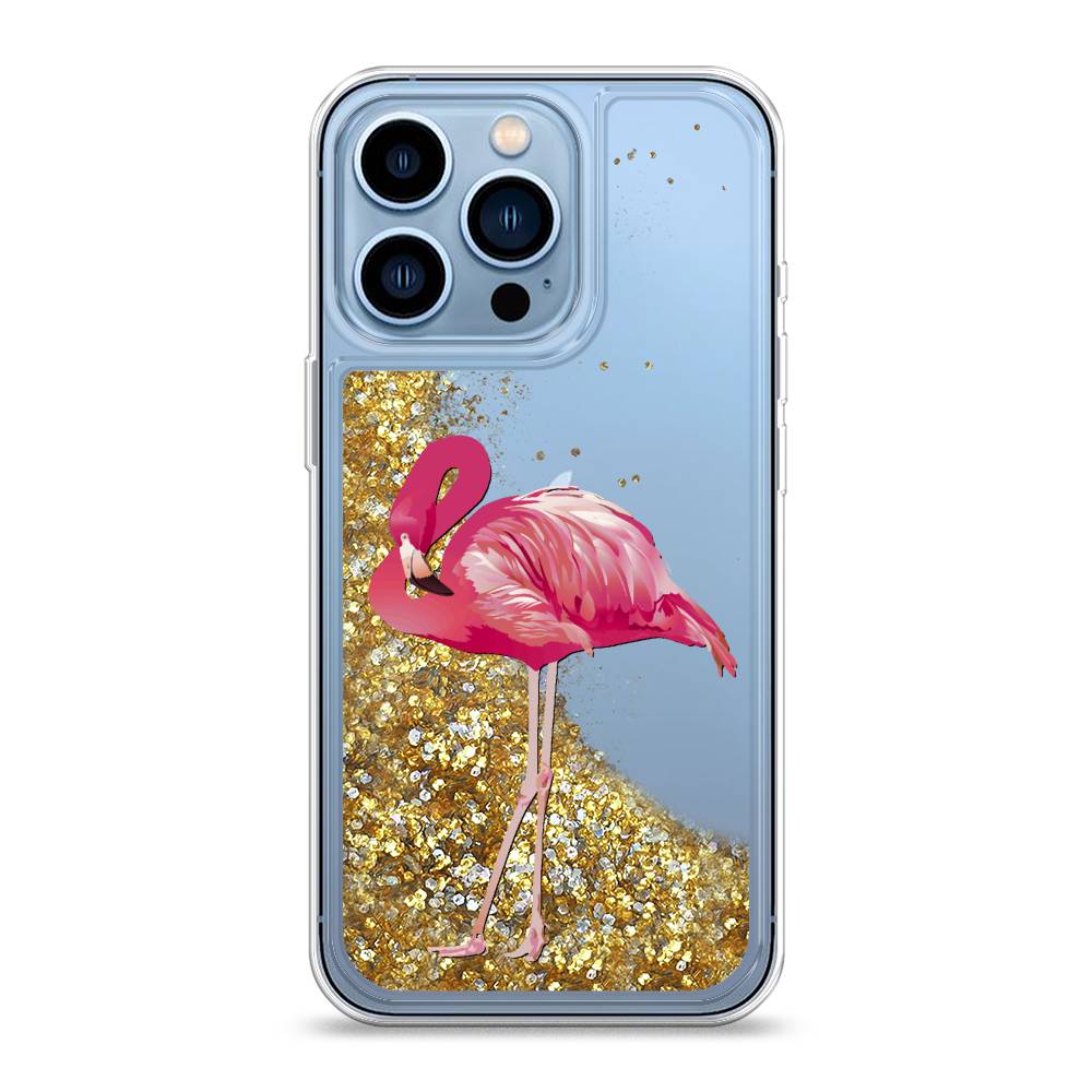 

Жидкий чехол с блестками "Застенчивый фламинго" на Apple iPhone 13 Pro, 14390-1