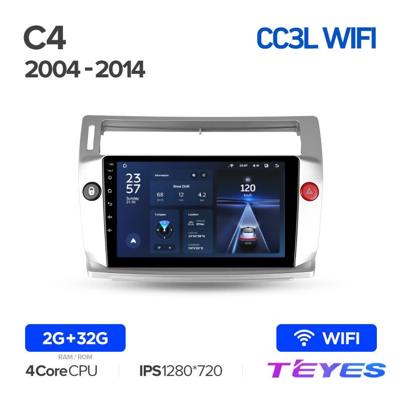 

Магнитола Teyes CC3L Wi-Fi 2/32 9" для Citroen C4 LA LC C-Triomphe C-Quatre 2004-2014, CC3L Wi-Fi 2/32 9"