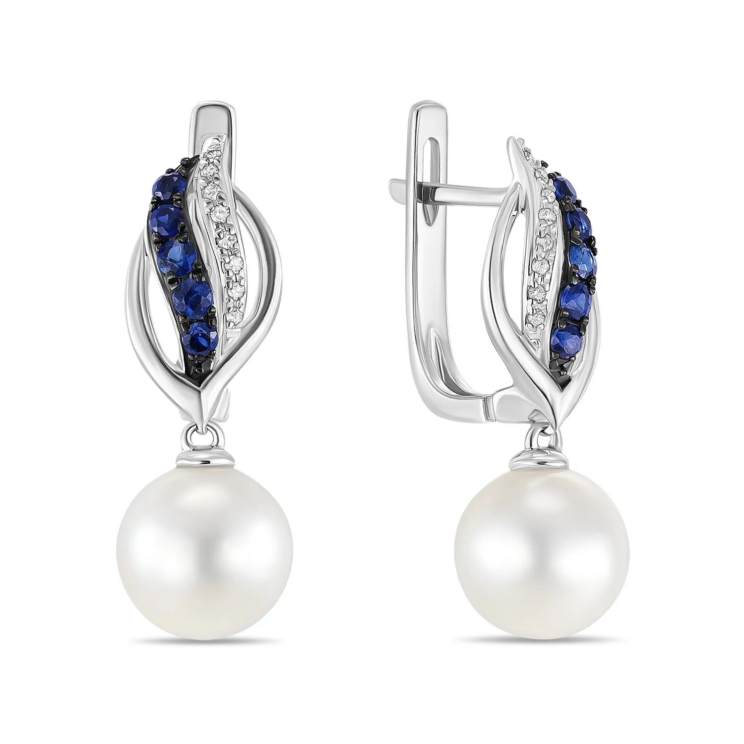 Серьги из белого золота с бриллиантом/жемчугом MIUZ Diamonds