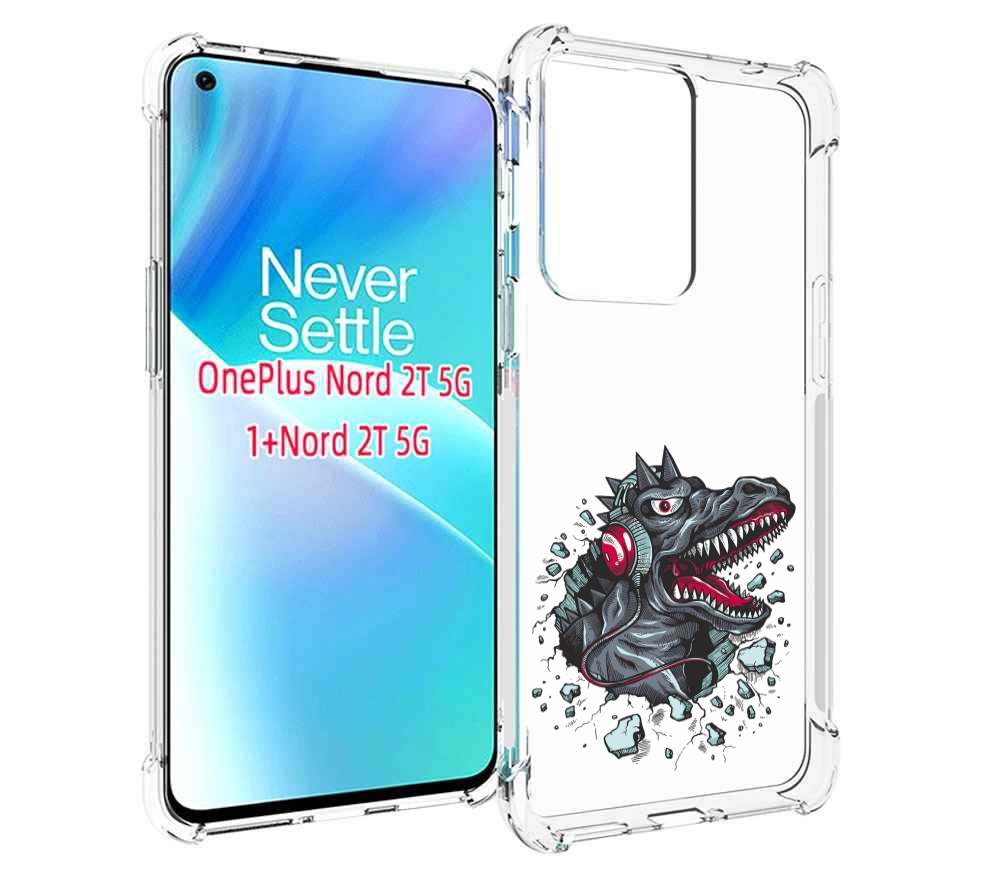 

Чехол MyPads Нарисованный динозавр в наушниках для OnePlus Nord 2T, Прозрачный, Tocco
