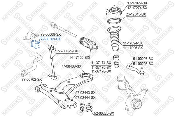 

Stellox 79-00301-sx_втулка стабилизатора переднего левая Toyota rav 4 06 7900301SX