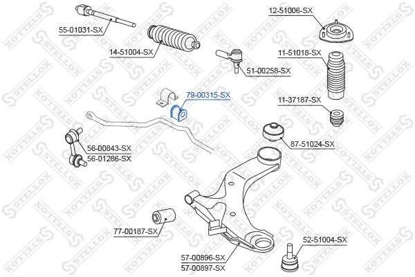 

Stellox 79-00315-sx_втулка стабилизатора переднего hyundai matrix 03 7900315SX