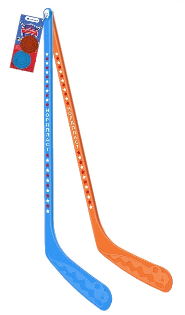 фото Набор "хоккейный клуб" (2 клюшки + 2 шайбы) нордпласт