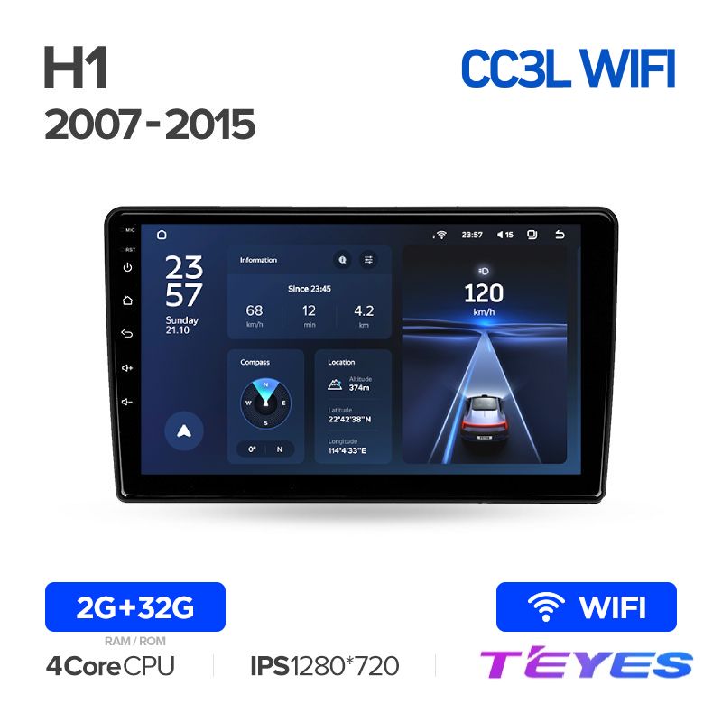 

Магнитола Teyes CC3L Wi-Fi 2/32 9" для Hyundai H1 II 2 TQ 2007-2015 (Тип F1), CC3L Wi-Fi 2/32 9"