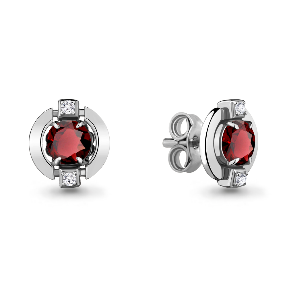 

Серьги-пусеты из серебра с гранатом Aquamarine 4714403А_925_р, 4714403А_925_р