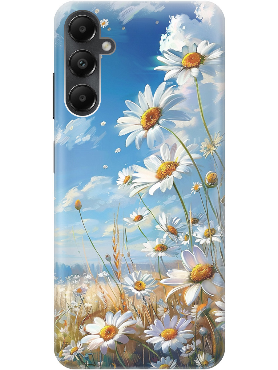 

Силиконовый чехол на Samsung Galaxy A05s с рисунком "Ромашки на поле", Белый;синий, 20001456