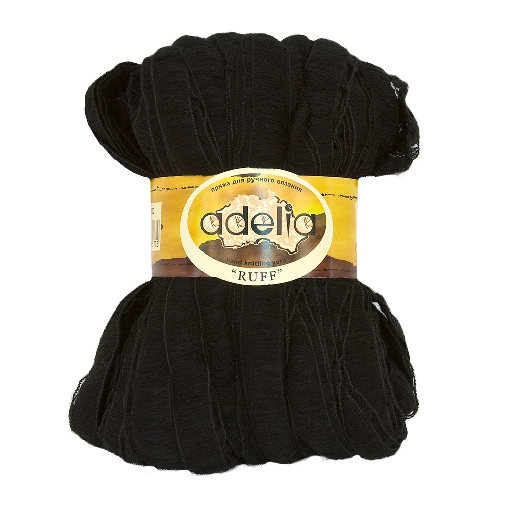 

Пряжа Adelia Ruff 100% акрил, 2х150 г, 60+-3 м, №02, черная, Ruff