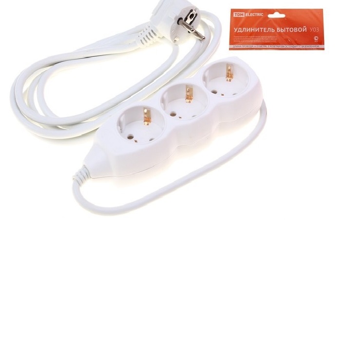 фото Удлинитель tdm electric 1303-0002, 3 розетки, 5 м, white