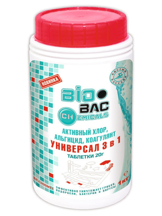 Дезинфицирующее средство для бассейна Biobac BP-CH90MT1 1 кг