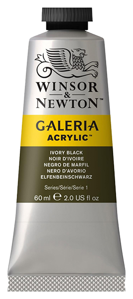 

Краска акриловая Winsor&Newton Galeria 60 мл кость жженая, Черный