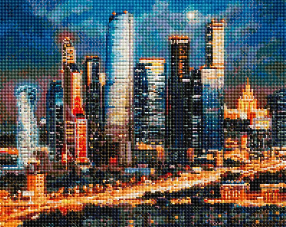 

Алмазная вышивка Белоснежка Вечерние огни Москва Сити
