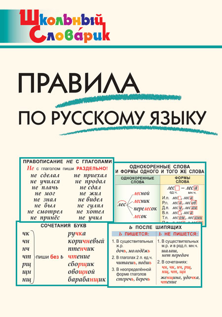 фото Вако издательство правила по русскому языку. клюхина и.в. школьный словарик