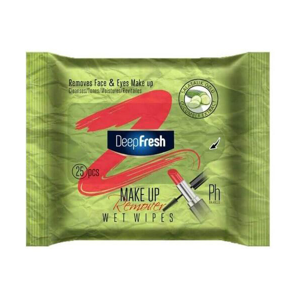 Салфетки влажные Deep Fresh для снятия макияжа, огуречные 25 шт