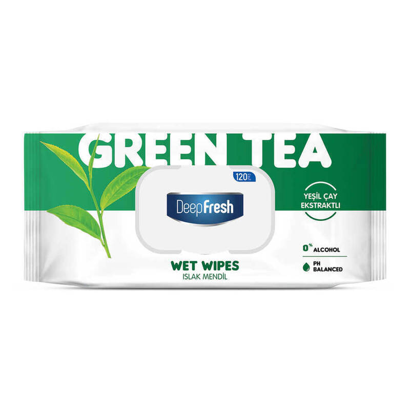 Салфетки влажные Deep Fresh натуральные, зелёный чай, флип-топ, 120 шт мягкий пол универсальный зелёный