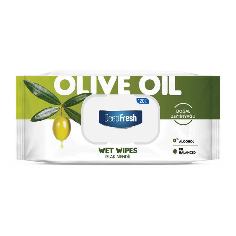 Салфетки влажные Deep Fresh натуральные, оливковое масло, флип-топ, 120 шт