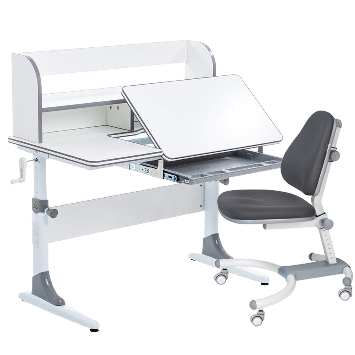 фото Комплект парта+кресло+органайзер anatomica smart-30 белый/серый с серым креслом k639