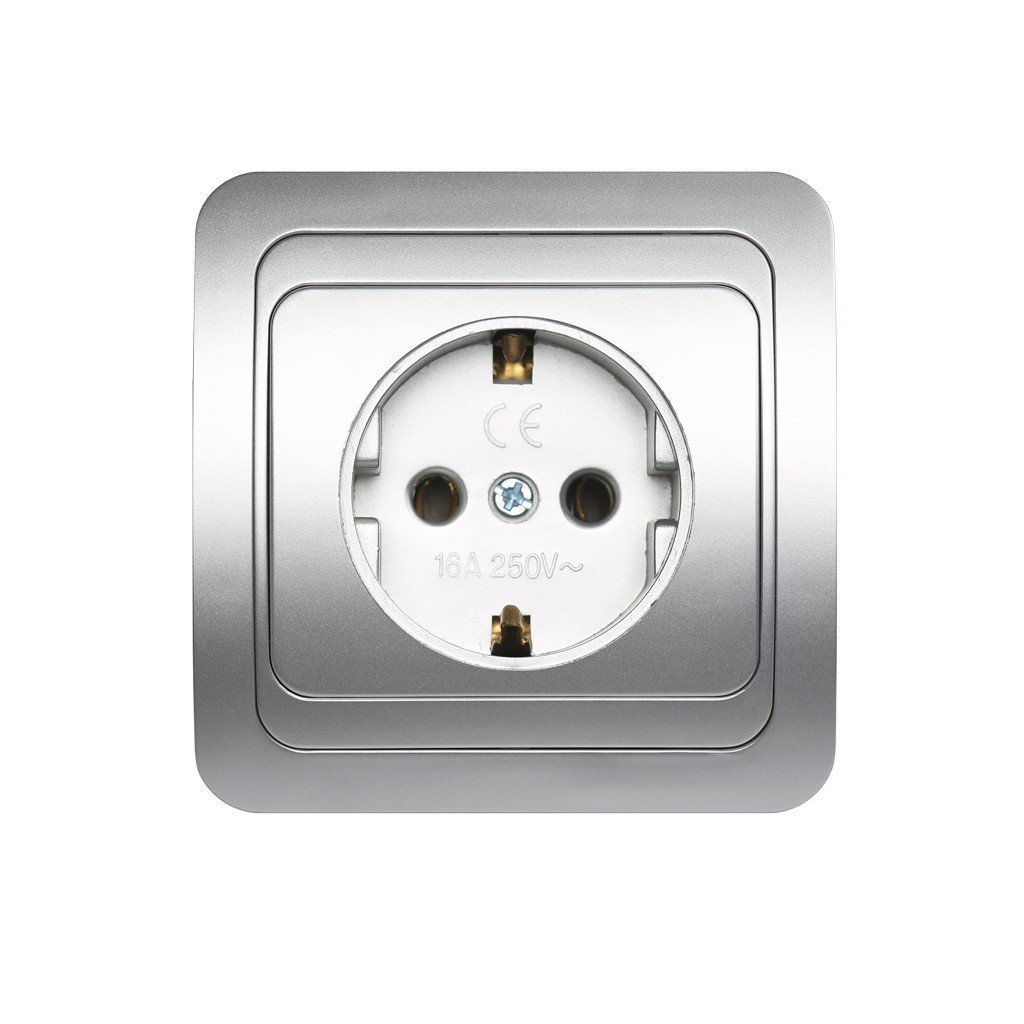 

Розетка 1-местная Smart Buy "Марс" SBE-02s-16-S1-Z-c серебро