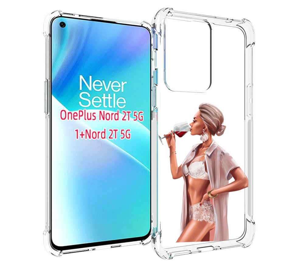 

Чехол MyPads Девушка-с-вином женский для OnePlus Nord 2T, Прозрачный, Tocco