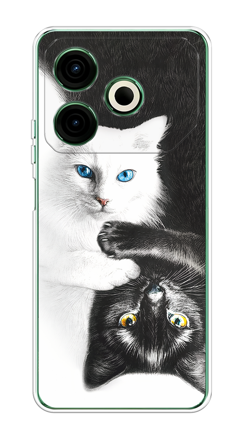 

Чехол на Tecno Pova 6 Neo "Коты Инь-Янь", Черный;белый;голубой, 309050-1