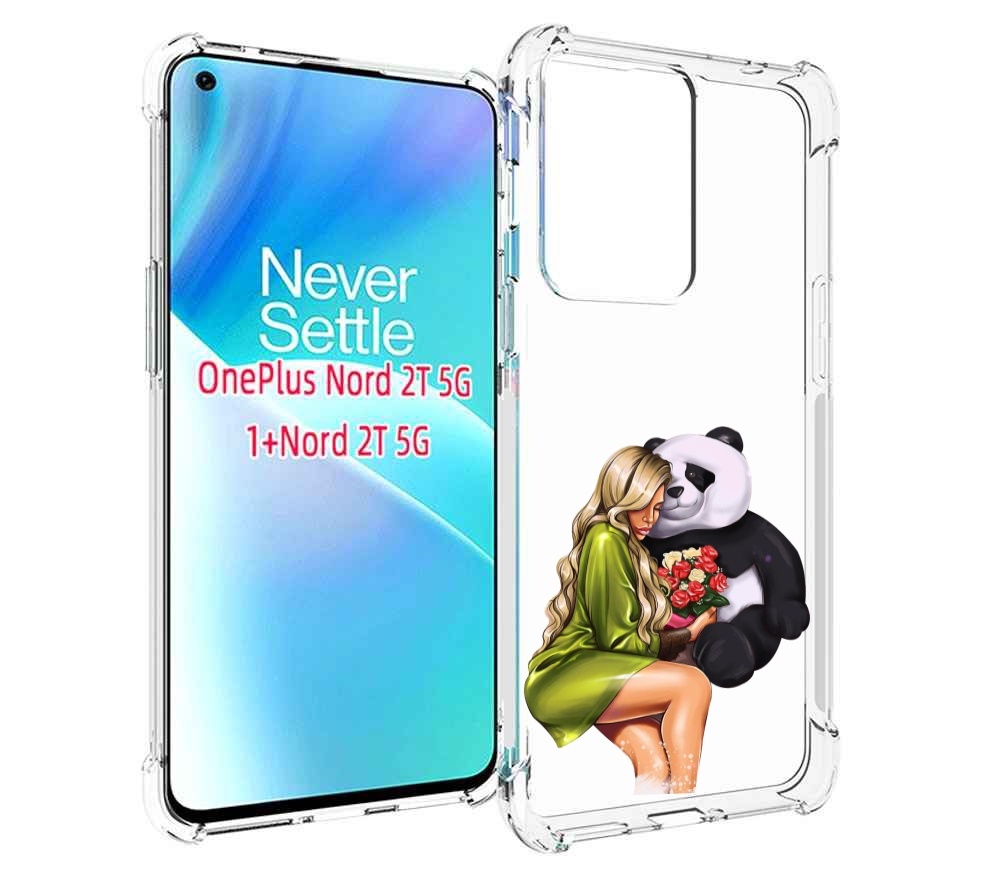 

Чехол MyPads Девушка-с-пандой-с-букетом женский для OnePlus Nord 2T, Прозрачный, Tocco